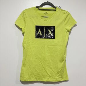 A|X Armani Exchange Short Sleeve Crew Neck T-Shirt Neon Green Women Sz Medium